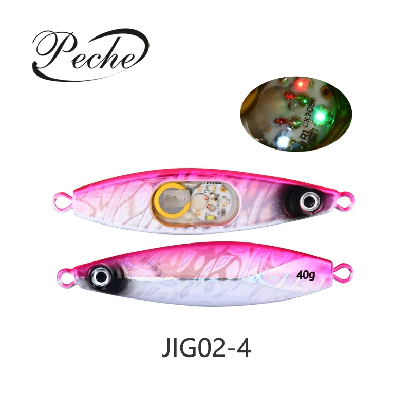 

LED Glow Slow Pitch Jigs Lure Metal Fishing Tackle Bait 40g 60g 80g 100g 150g 200g 250g Saltwater Flashing Light Fishing lure, 4 colors