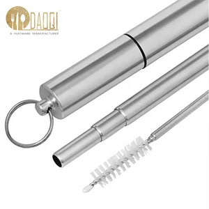 Image of Reusable Portable Telescopic Stainless Steel Collapsible Straw With Case