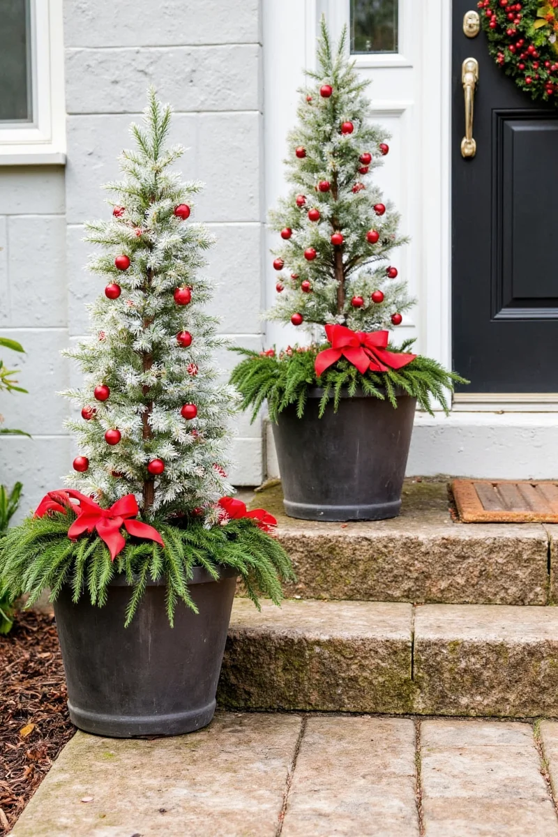 Outdoor Christmas Planters Idea 2