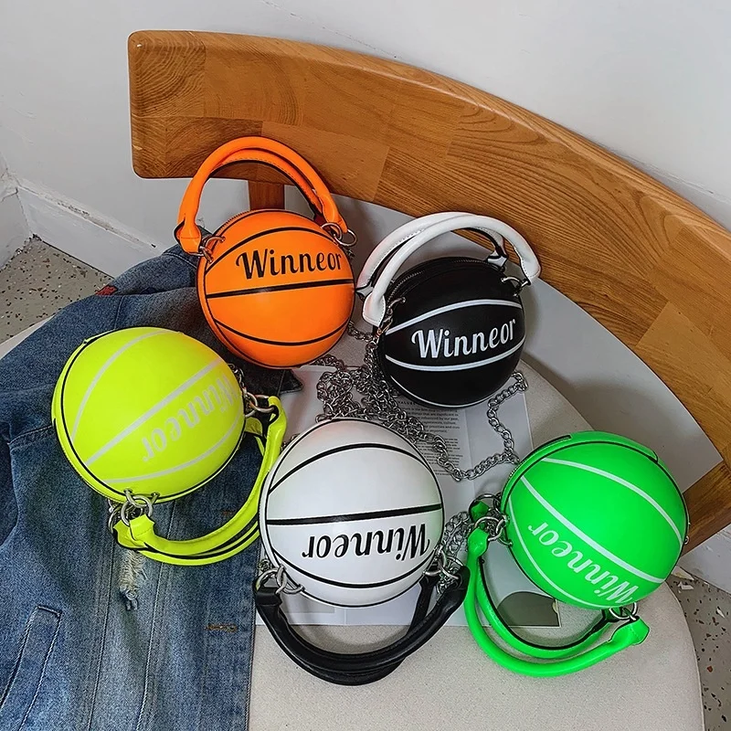 

New Arrival PU Leather CrossBody Basketball Bag Purse Fashion Ladies Shoulder Round Zipper Ball Shape Bag, 5 colors