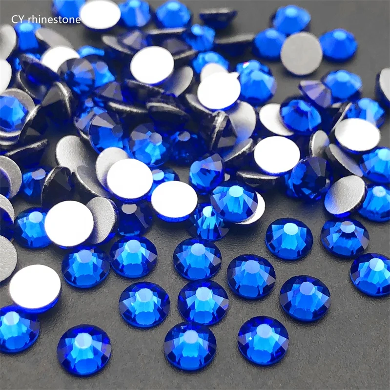 

High Quality Nail Art Glass Flatback Round Acrylic Crystal Decorations Sapphire Blue Rhinestone