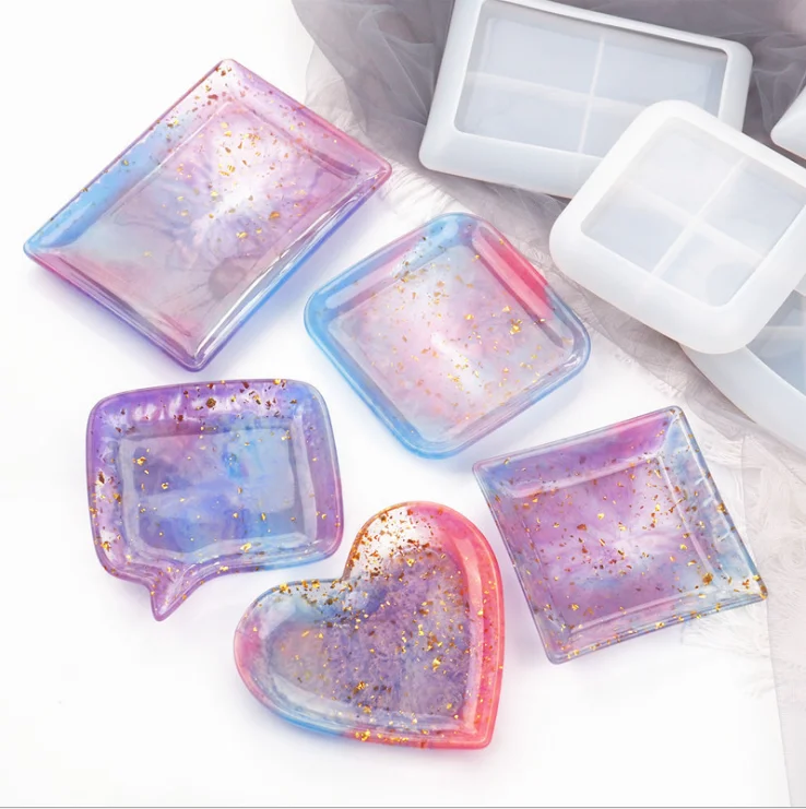 

LOVE'N diy drip crystal square love dish plate jewelry decoration resin silicone mold LV520S