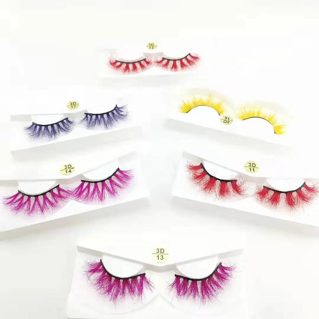 

Wholesale Color Volume Lashes 3D Real Mink Fur Color Eyelashes