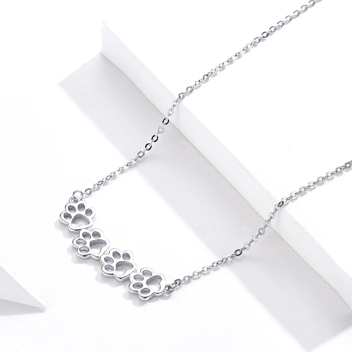 

Genuine Women Chains Dog And Cat Paw 925 Sterling Silver Choker Necklace