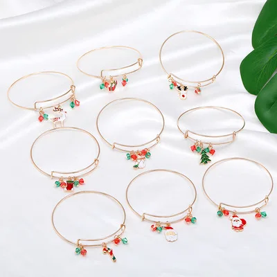 

New Arrivals Hot Selling Designs Good Quality Alloy Drop Oil Elk Pendant Stretch Christmas Ornaments Bracelet String Wholesale