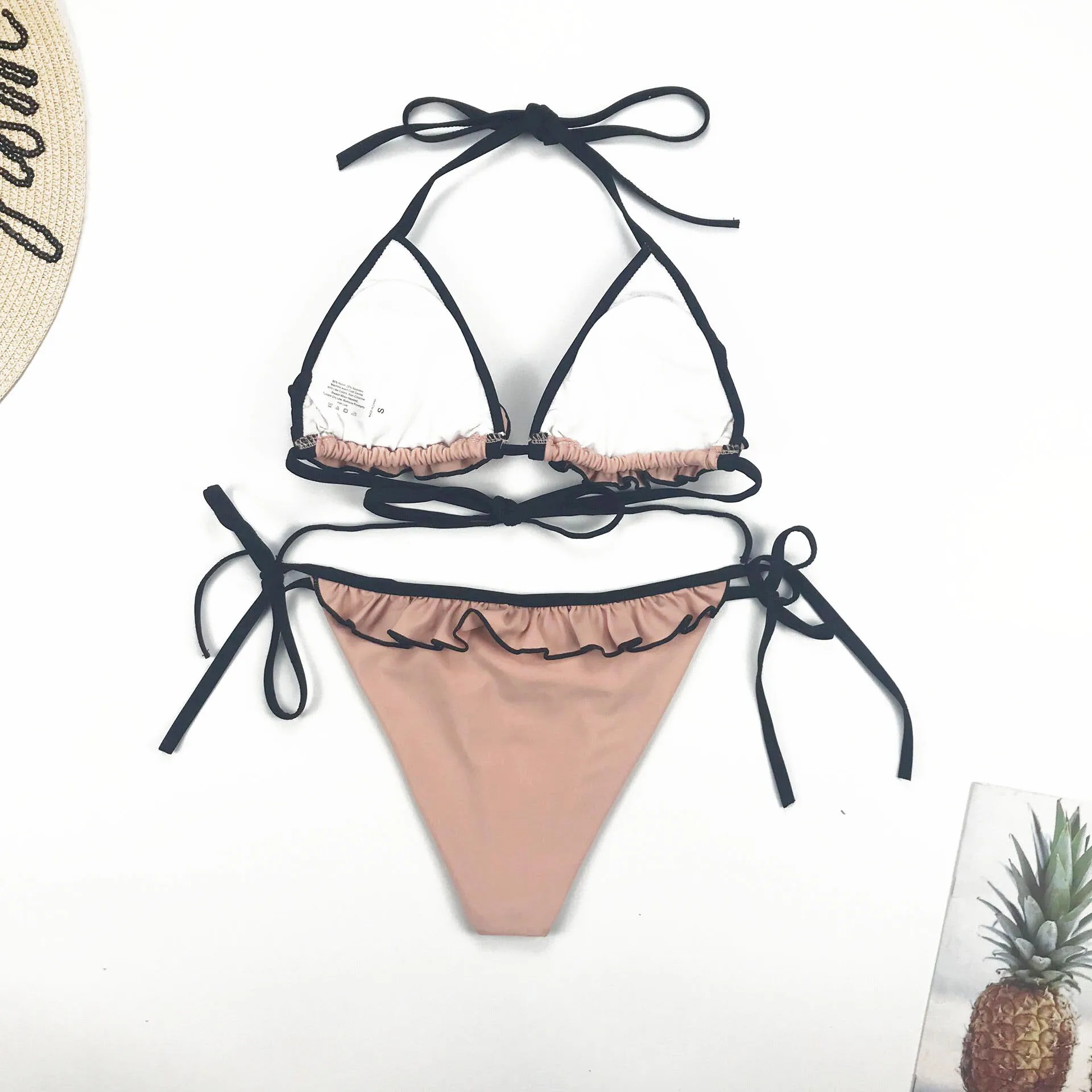 3d Fold Padded Bra Split Body Swimsuit Flower Sexy Lace up Bikini Buy 