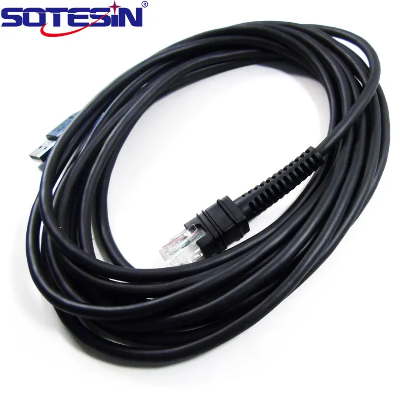 

RJ45 / USB / RS232 / PS2 store pos terminal with printer Extend the data cable for zebra symbol barcode scanner LI3608 DS3678, Black and customized