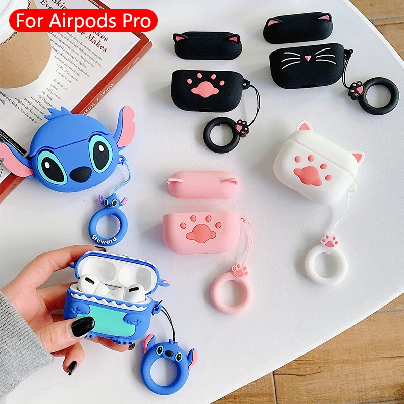 

3D Cartoon Designers Soft Silicone Earphone Protective Case Cover for Air Pods Pro For Apple Airpods Pro Case Air Pod 3, Multiple color