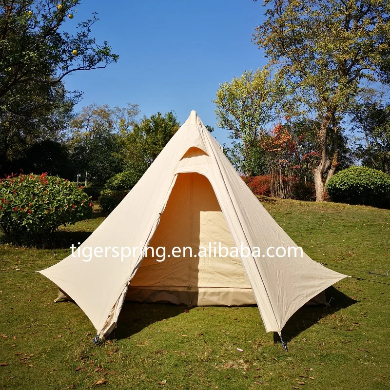 UK Waterproof Camping Family Tent Indian Style Pyramid Tipi Winter Camp Tents 