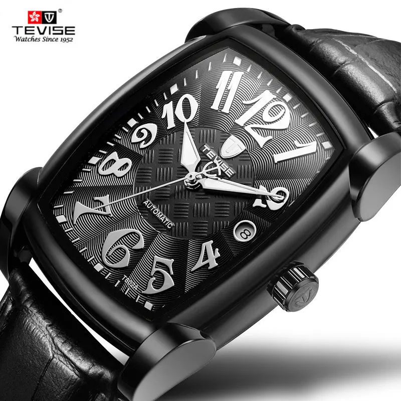 

Leisure Popular Watch Men Mechanical Time Support Custom Logo Genuine Leather Watch Mens Leather Strap Watch, Optional