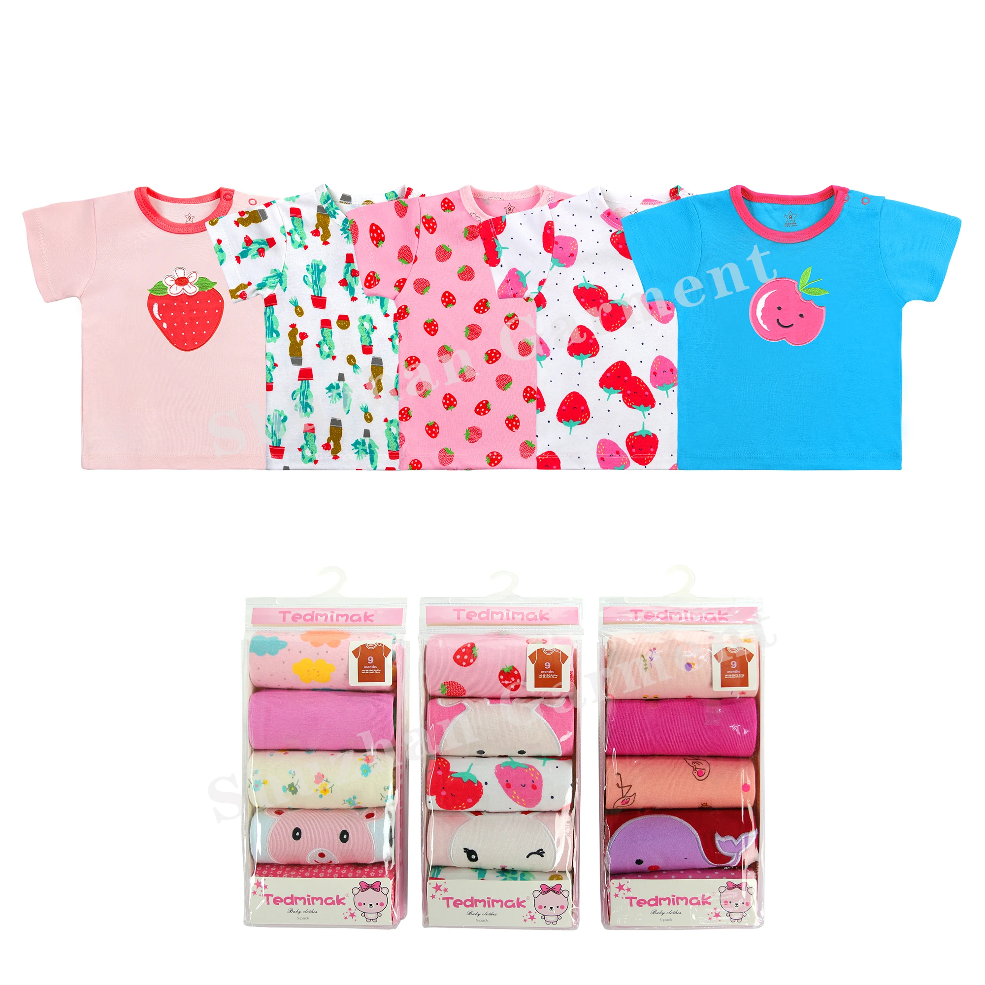 

Short-sleeve Summer Lovely Baby Cotton T Shirt Boy/Girl Baby Clothes, Mixed colors