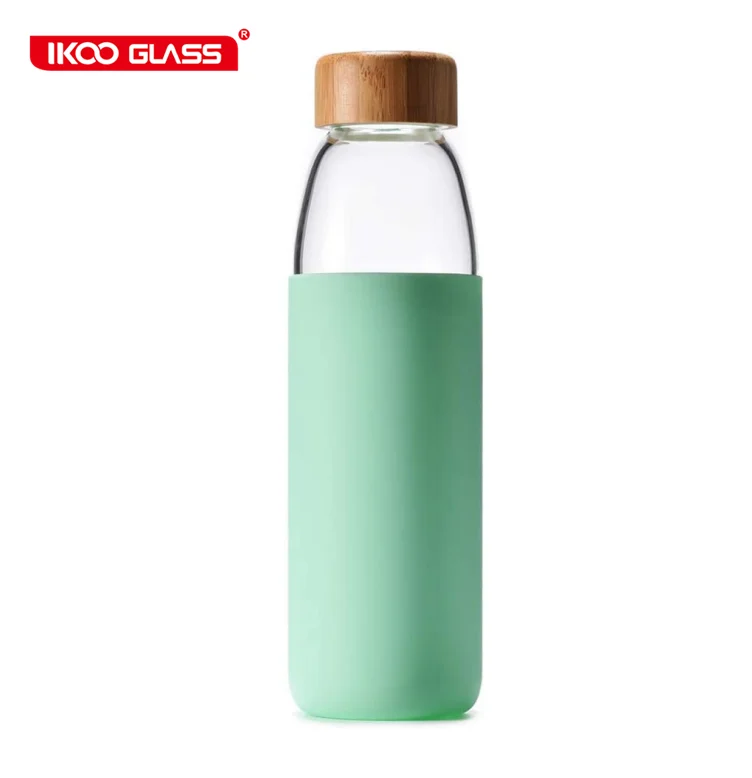 

Bpa free bamboo lid high borosilicate glass water bottle for water