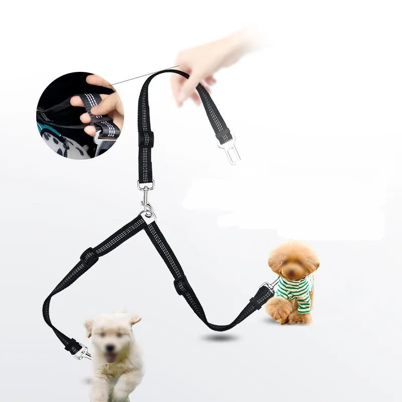 

Adjustable Durable Reflective Vehicle Double Car Seat Belt Strap Headrest Restraint Safety Harness Dog Leash