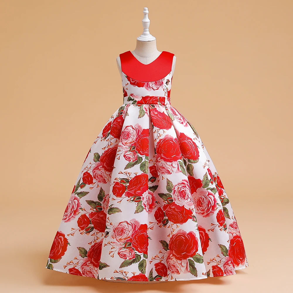 

Meiqiai red Ball Gowns For Girls 10 years old Kids Flower Girl Dresses Wedding Birthday Party LP-296