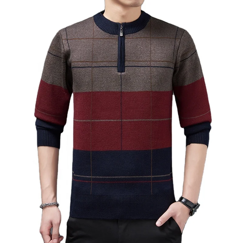 

Wholesale new arrival 1/4 zip long sleeve slim fit thick winter man sweater