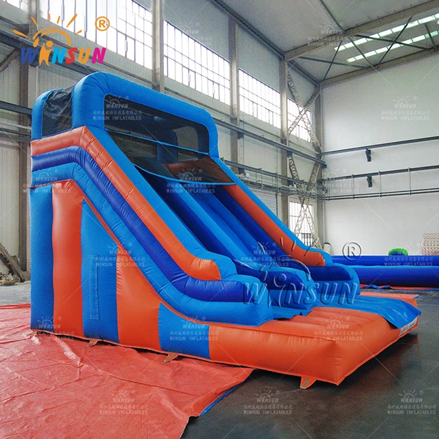 

WINSUN commercial adult kids waterslide with pool bouncy jump castle 24ft two lanes inflatable water slide