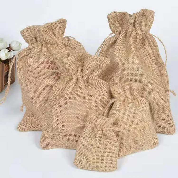 

Eco Friendly Jute Drawstring Bag Sack Bags Potato Packaging Cocoa Beans Coffee Jute Bags, As picture