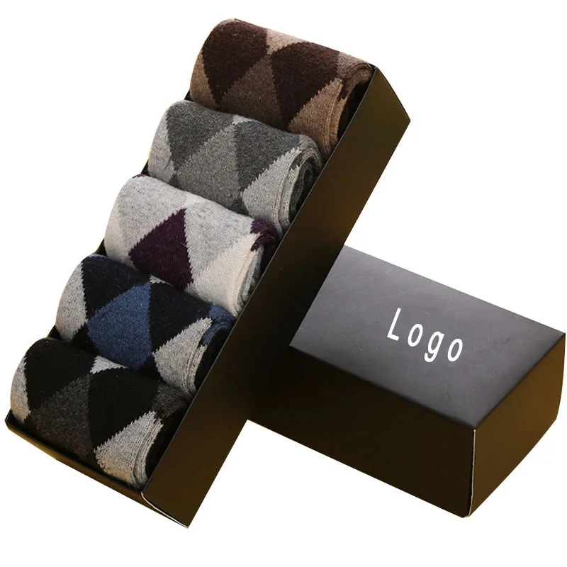 Winter thick 5 pack custom box socks rabbit wool men socks