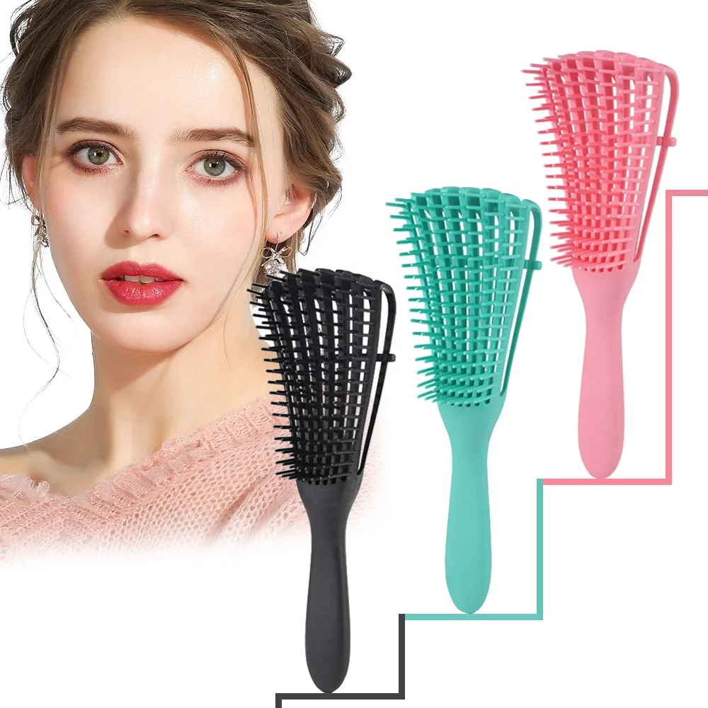 

Private label high quality professional paddle pink magic vent afro curly hair detangling hair brush, Black