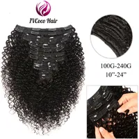 

Hot Sale Afro Kinky Curly Clip Ins 100% Virgin Human Hair Extensions Natural Color 7pcs/Set Natural Color Afro Curly Hair