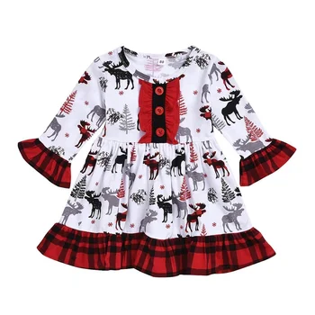 Boutique Girls Christmas Dresses 1-12 Years Baby Girls Fall Frocks Snow ...