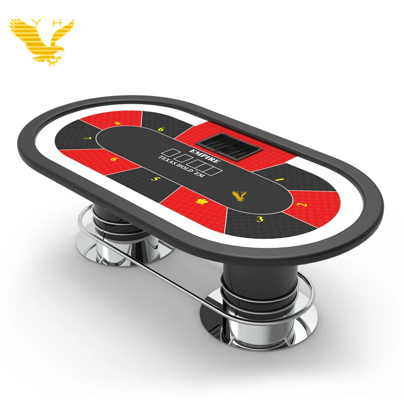 

YH Wholesale Oval Texas Game Poker Table Casino Craps Poker Table, Black and red