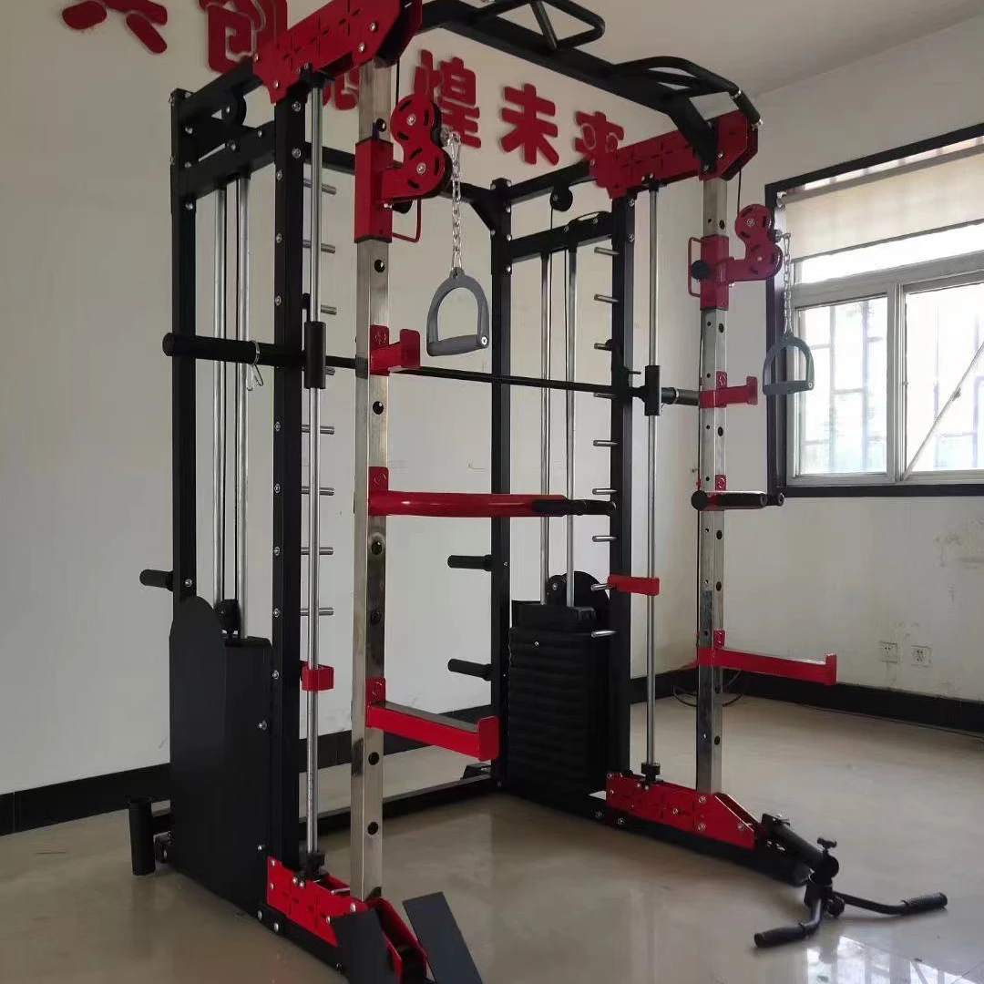 

New counterweight fitness squat rack home comprehensive training device free squat bench press fitness SMS machine, As shown