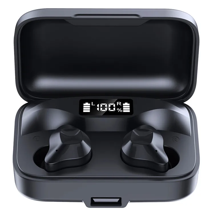 

S15 Tws Bt V5.0 Touch Control Hifi Stereo Handsfree Talking Wireless Earbud Earphone With 1500Mah Power Bank, Black