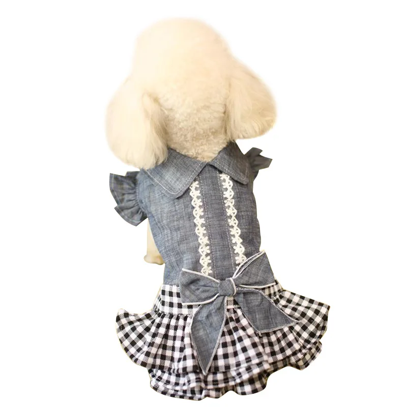 

2021 dog clothes spring and summer princess dress teddy dress bow skirt pet skirt, Blue