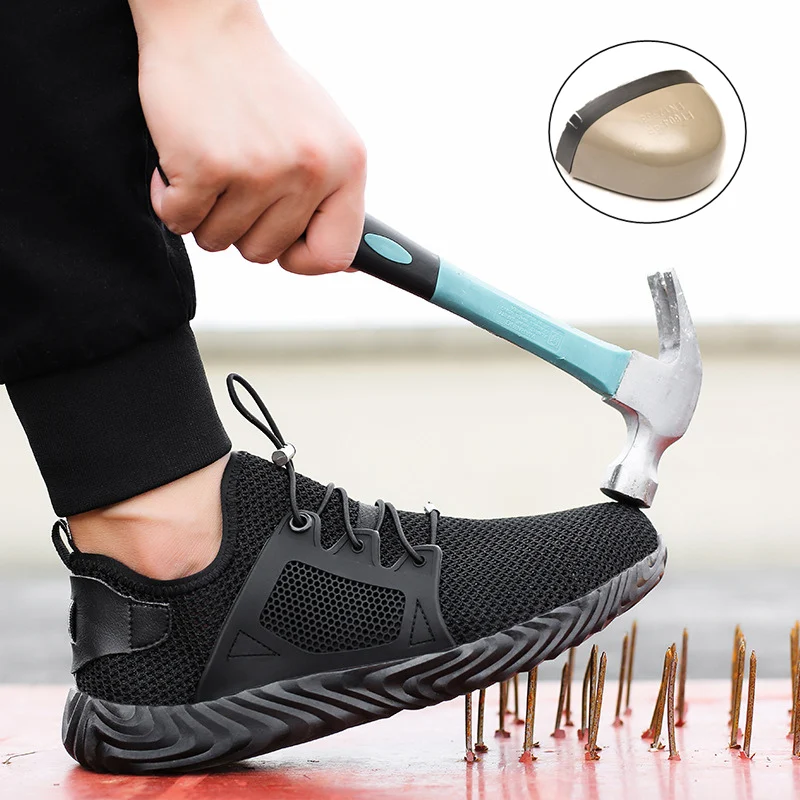 
Ultra-light steel toe cap boots male safety shoes women breathable work shoes outdoor shoe plus size 