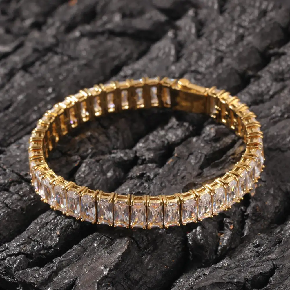New Arrival Bling Bling AAA Cubic Zirconia Iced Out Diamond Bracelet HipHop Stainless Steel Men's Bracelet