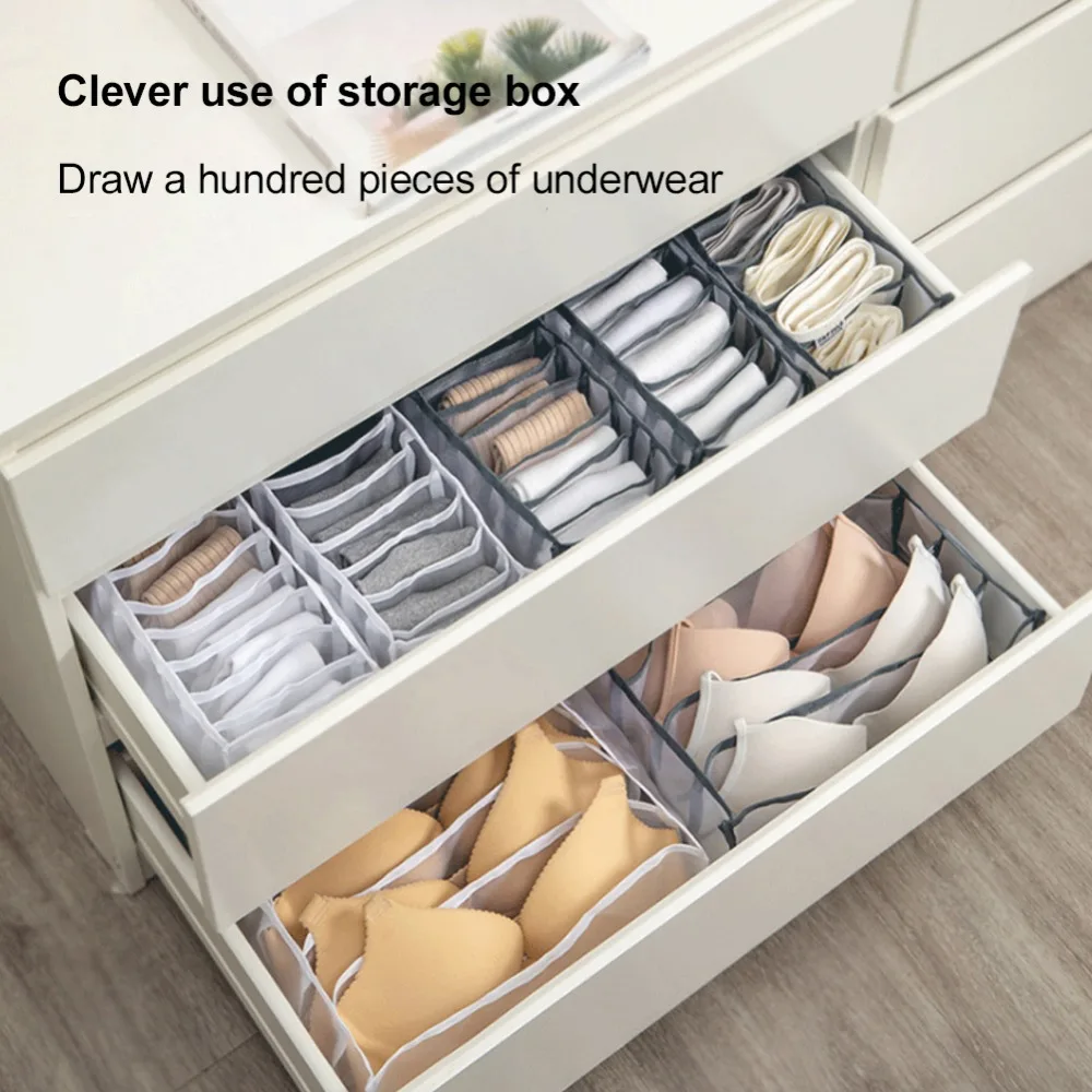 
wholesale closet organizer for socks home separated underwear storage box 7 grids bra organizer foldable drawer organizer 