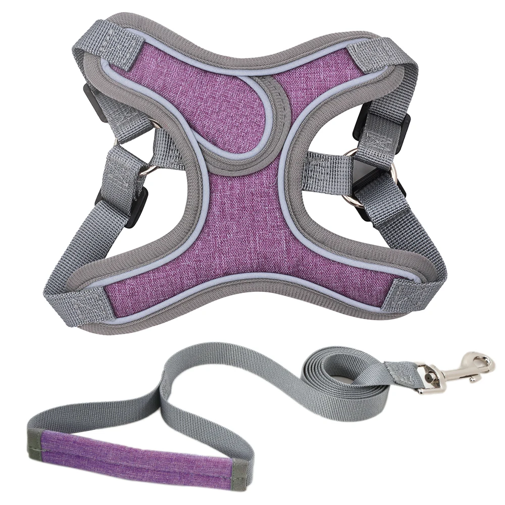 

Customized Logo Wholesale Multi-color Adjustable Protective Pet Safety Free Leash Set OEM Dog Harness