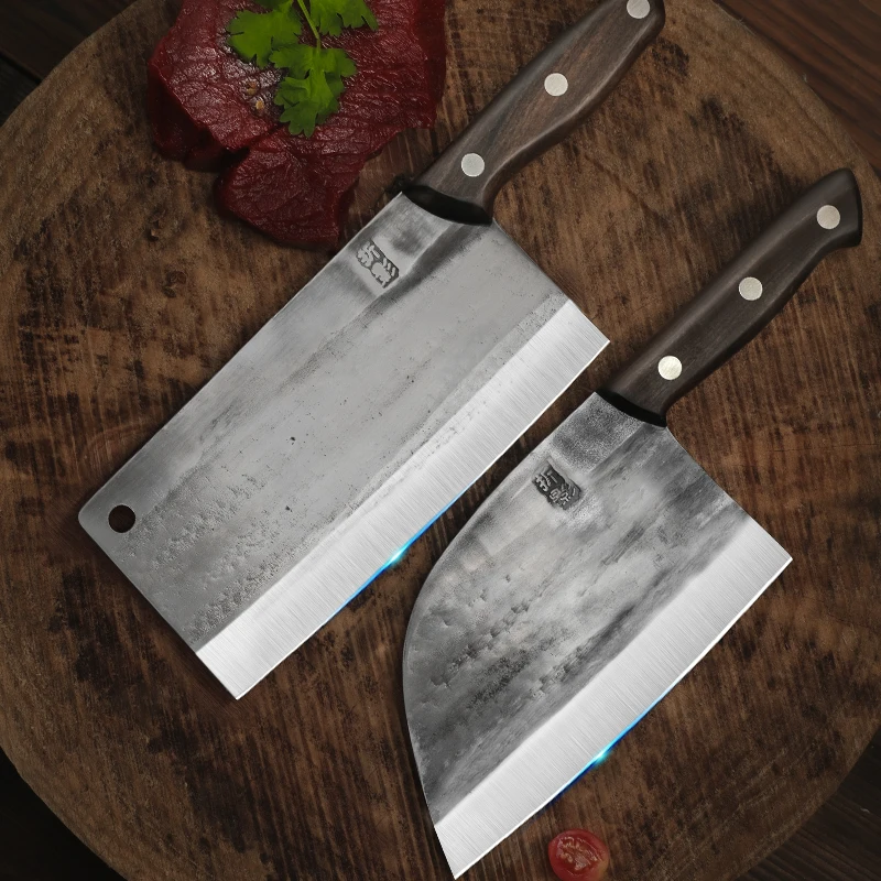 

Forging Butcher Knife Chef Kitchen Cleaver Chopper Knife Bone Chopping Meat Cleaver Forged Knife with Full Tang Handle, Silver