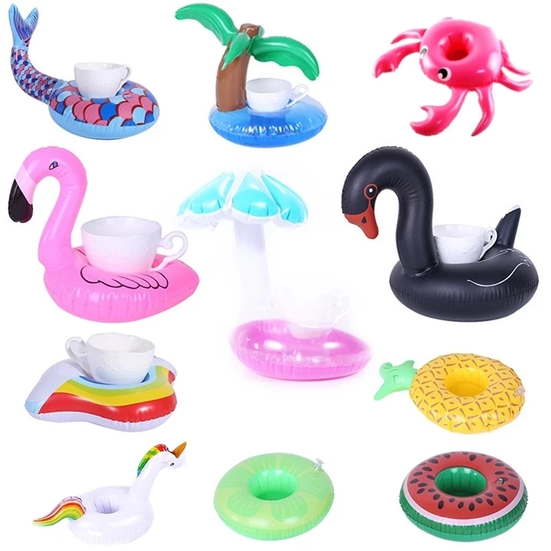 

Pool Party Decoration Water Fun Toy PVC Inflatable Drink Cup Holder Unicorn Flamingo Swimming Pool Floating Tray, Optional