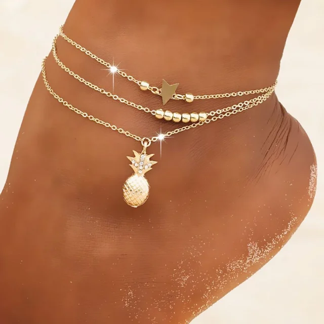 

Ankle Chain Pineapple Pendant Anklet Beaded 2019 Summer Beach Foot Jewelry Fashion Style Anklets for Women