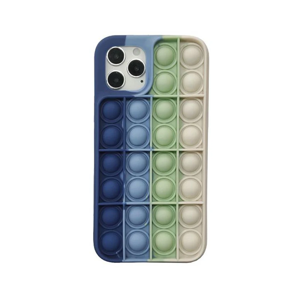 

High Quality Funny Silicone Soft Rainbow Push Bubble Pop It Fidget Phone Cases, Multi-color