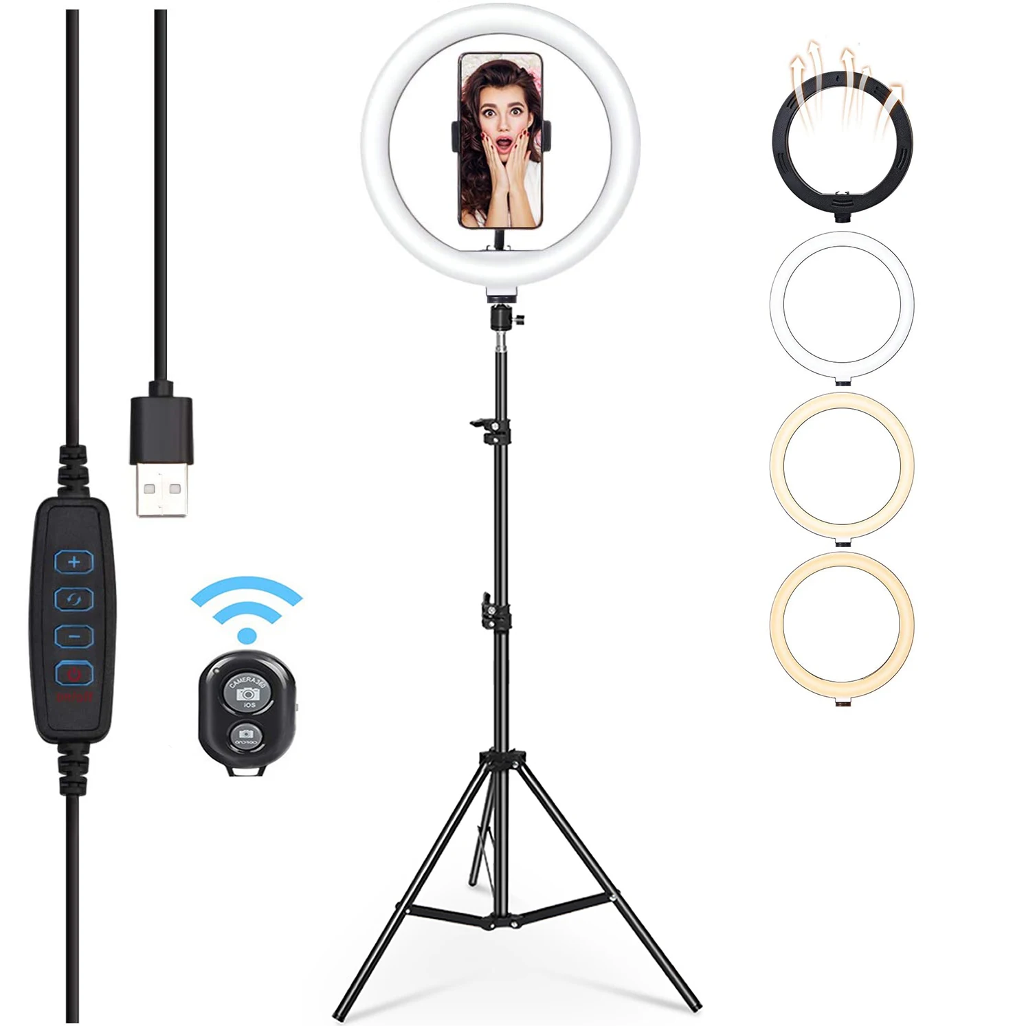 

10inch Led Tiktok Ring Light Price Foldable Makeup Selfie Ring Light Circle Portable Tripod Stand Ring Light 26cm Phone Holder