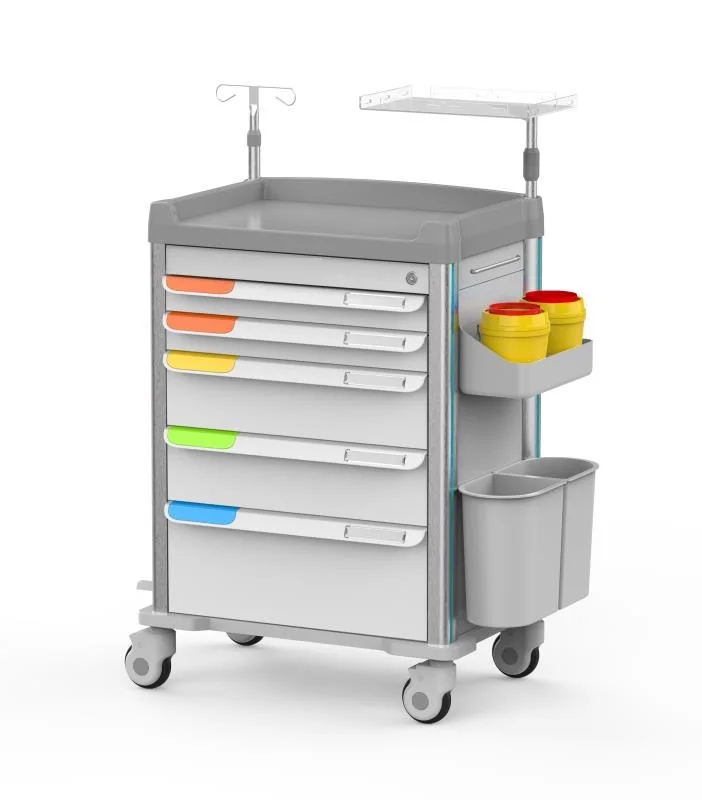 Hospital Multifunctional Nursing Trolley Medicine Trolley Cart Abs
