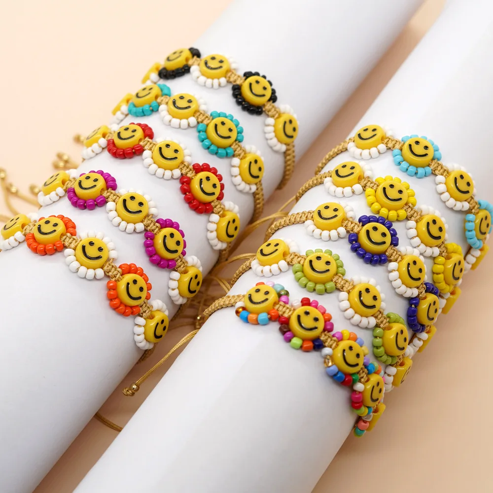 Go2boho Colorful Beaded Bracelet Women Pulsera Boho Smiley Face Handmade Braided String Fashion Jewelry Miyuki Bead Bracelet