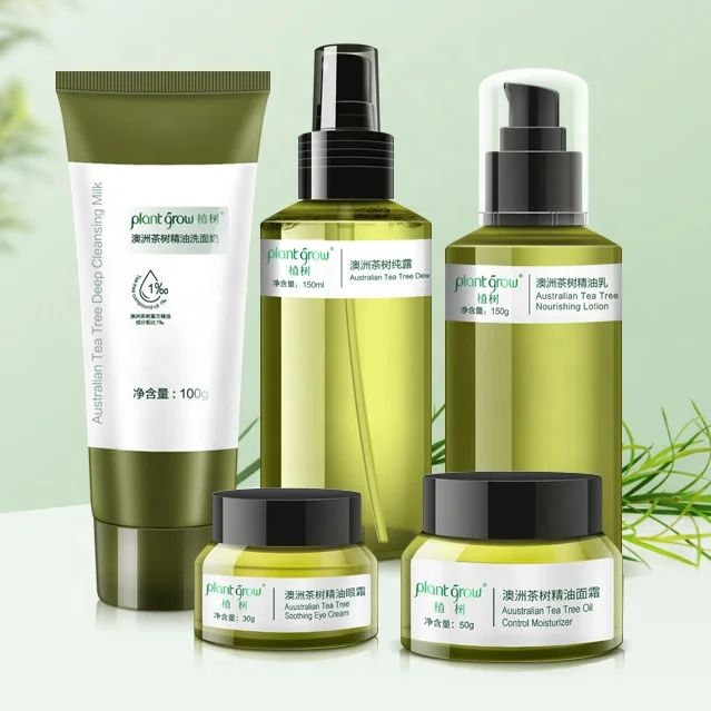 

Wholesale OEM Private Label Skincare Products Set Anti Acne Serum Cream Kit Moisturizing Tea Tree Acne Treatment Skin Care Set