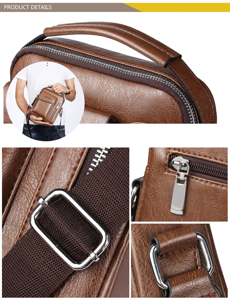 Custom Mens Vintage Crossbody Messenger Bag Pu Leather Business Single