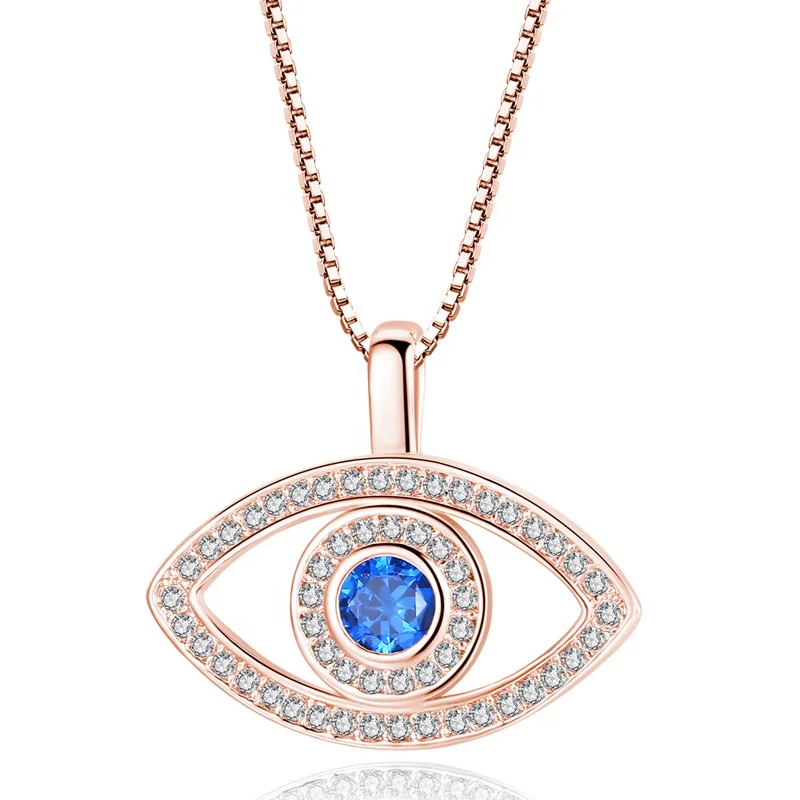 

European and American personality creative micro-set zircon blue eyes clavicle necklace N134
