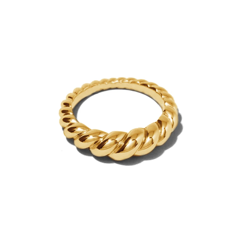 

wholesale minimalist jewelry 925 Sterting Silver jewelry 18k gold plated twist ring for women