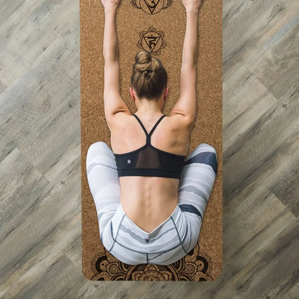 

Customized Large Travel Foldable Anti Slip Natural Cork Brown 5mm Yoga Mat Cork Printed Eco Friendly Yoga Mat Pilates