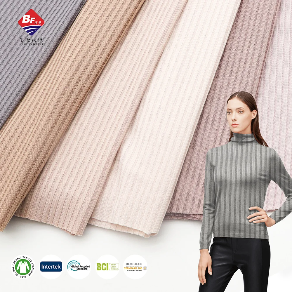 

Hot Sale 92% Polyester 8% Spandex 120GSM Knitting Stretch Rib Fabric For Sportswear