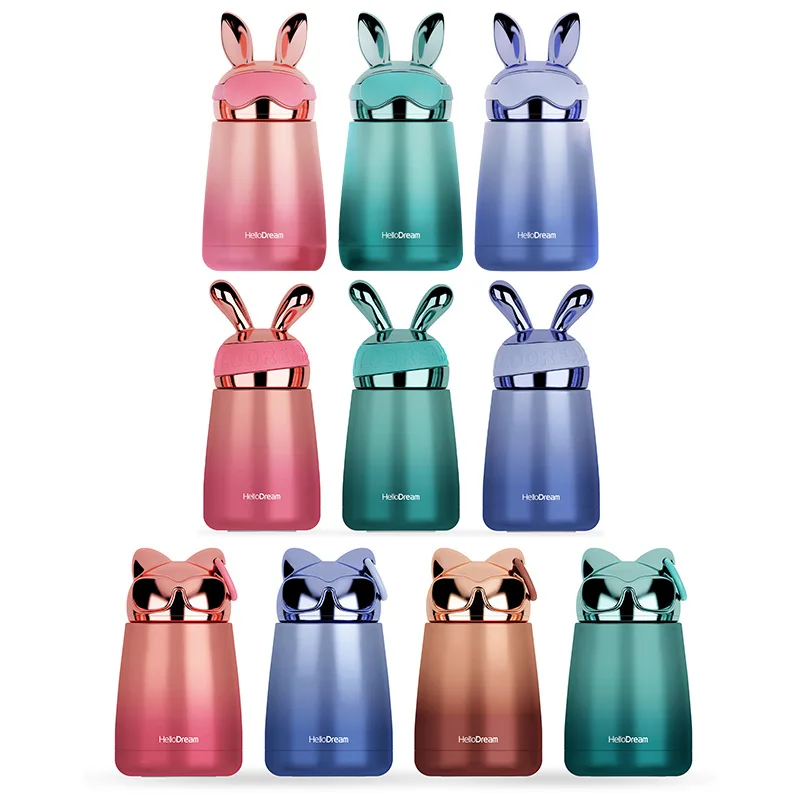 

New Fashion Vacuum Insulated Laser Stainless Steel Small Water Bottle Cups with Cute Lid Baby Water Bottle for Girls