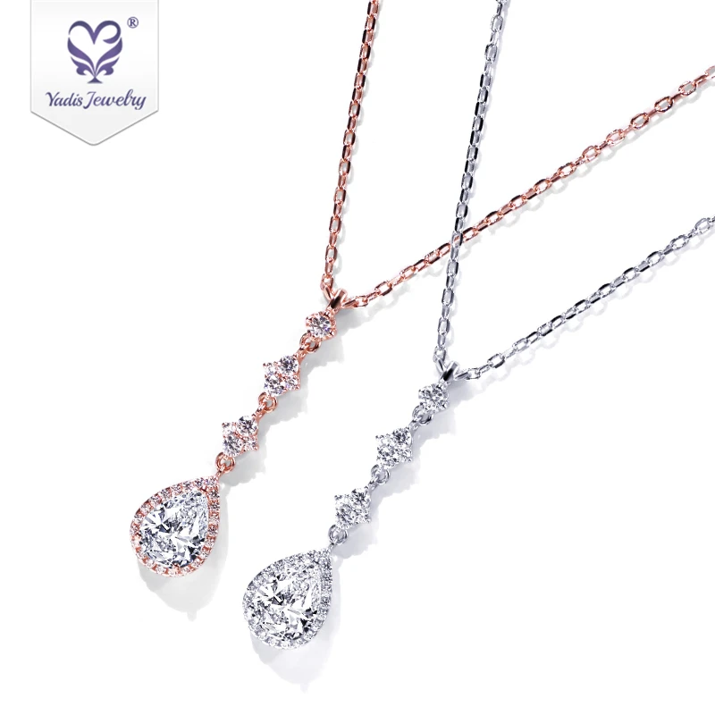 

TIanyu Gems Yadis 925 Silver Jewelry White Gold Plated Drop Water Moissanite Pendant Sliver Necklace For Women