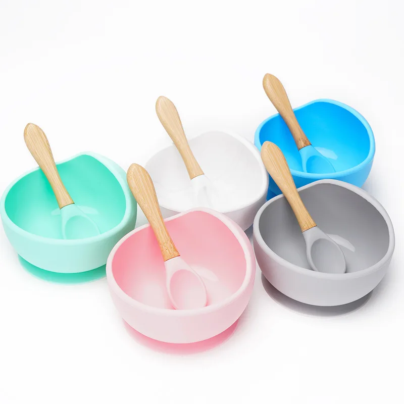 

BPA Free Soft Suction Bowl for Toddlers with Baby Spoon Suction Cup Bowls for Babies Silicone Bowl Baby, Custom pantone colors