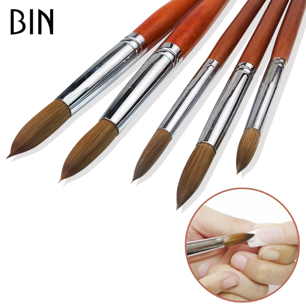 

BIN Private Labels Nail Art Wooden Acrylic 100% Nail Brush Kolinsky